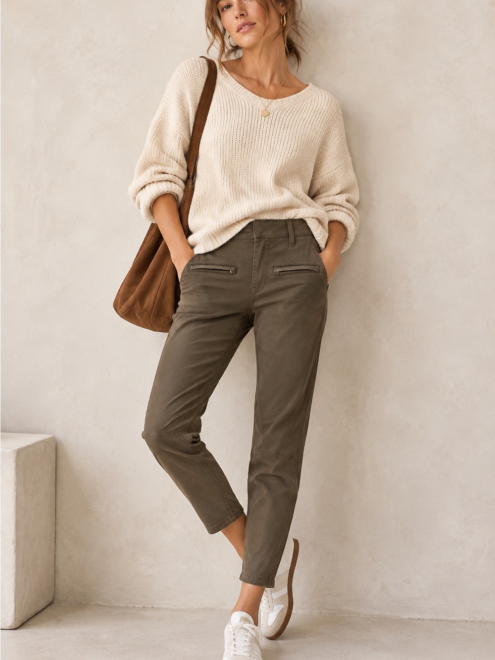 Pilcro LetterPress Anthro Olive Crop Fall Jeans - Women's Casual Stretch Pants